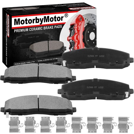 Motorbymotor MotorbyMotor Front Ceramic Brake Pads w/Hardware Kits D1589(4Pack) BPD1589